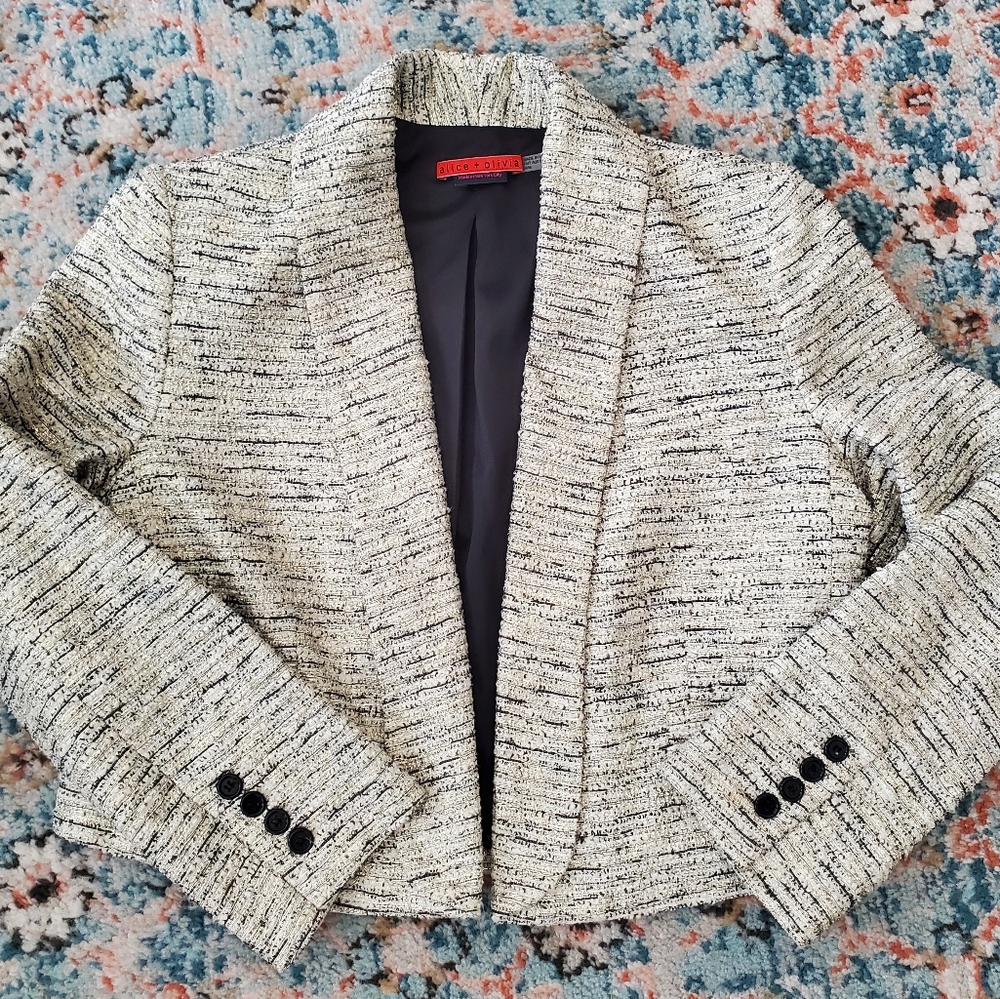 Alice + Olivia Metallic Tweed Blazer